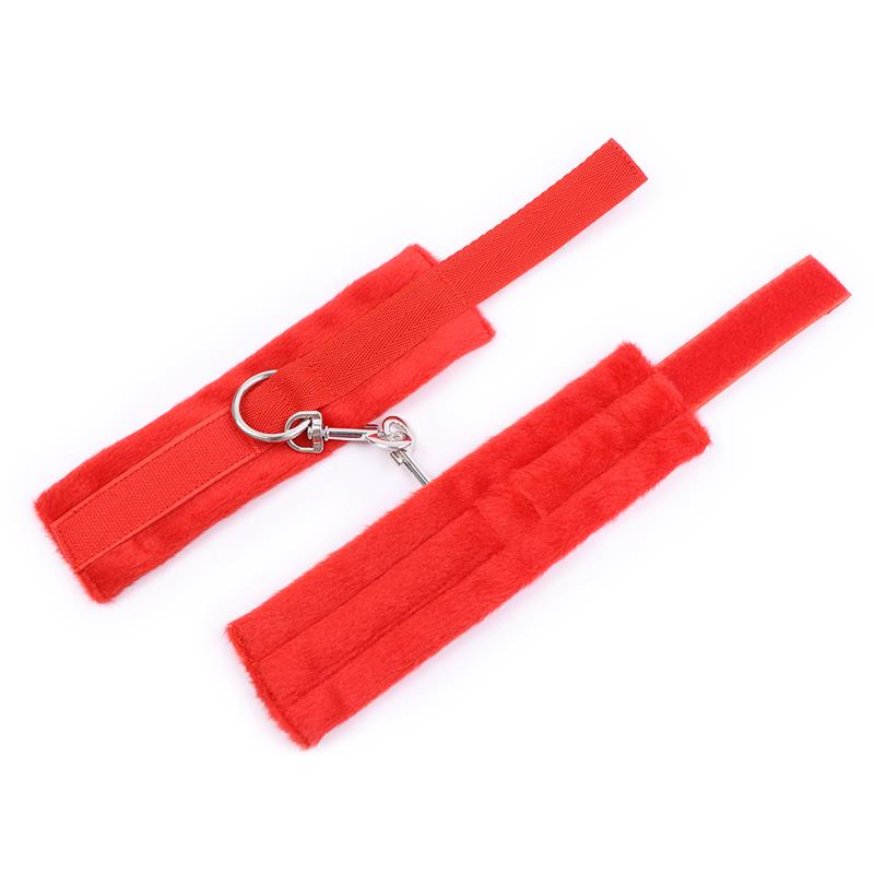 Esposas De Tela Con Velcro Para Muñecas Con Pelo Largo Rojo