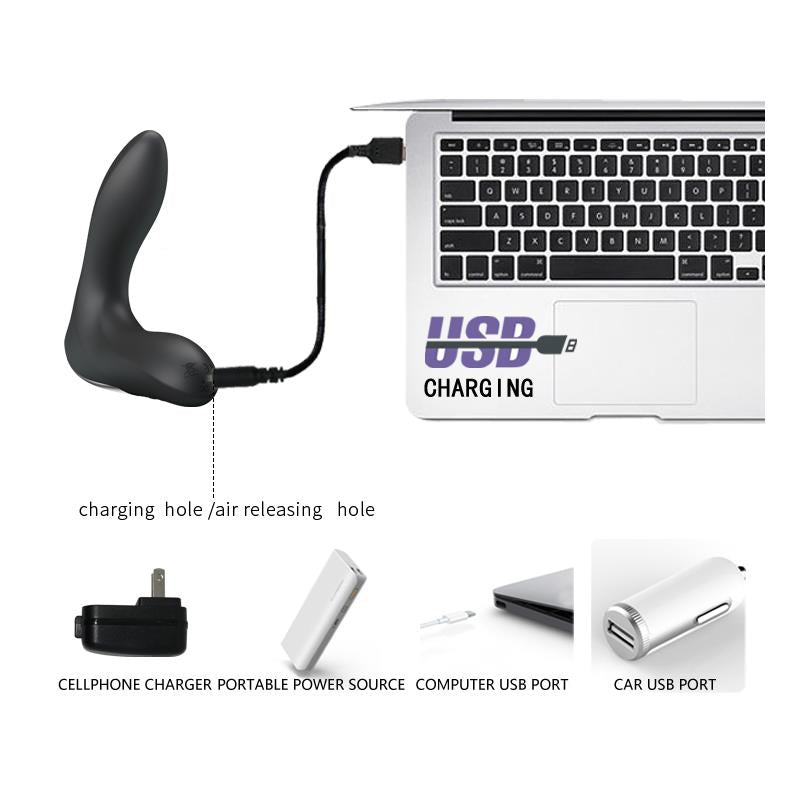 Estimlador Anal Inflable Leonard Silicona Usb Negro