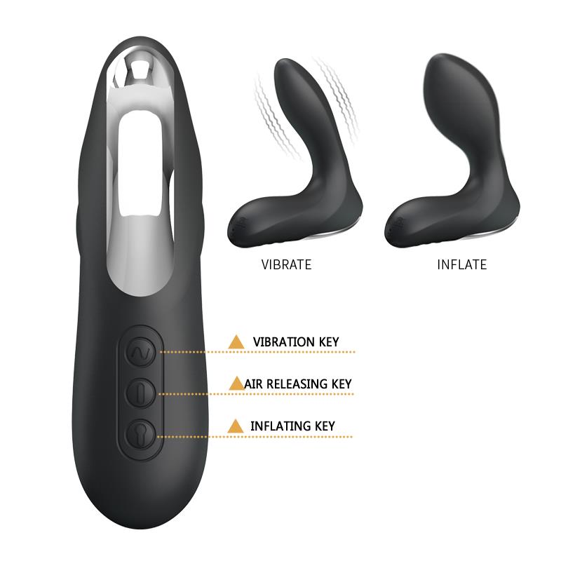Estimlador Anal Inflable Leonard Silicona Usb Negro