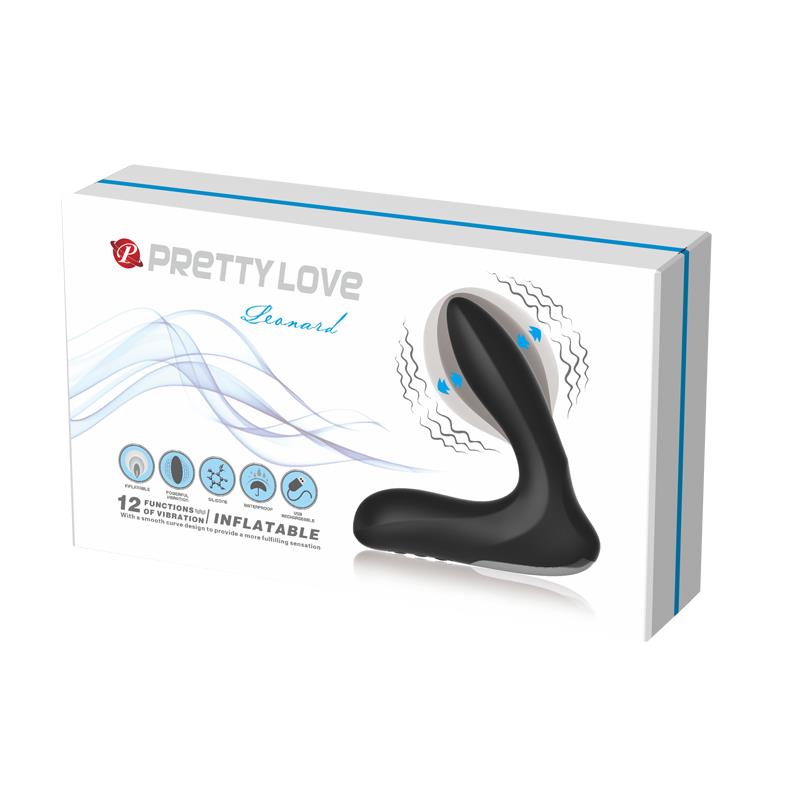 Estimlador Anal Inflable Leonard Silicona Usb Negro