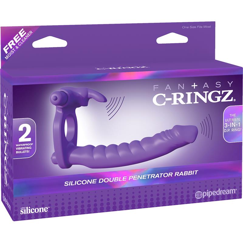 Fantasy C-Ringz Anillo De Silicona De Doble Penetración Rabbit Púrpura