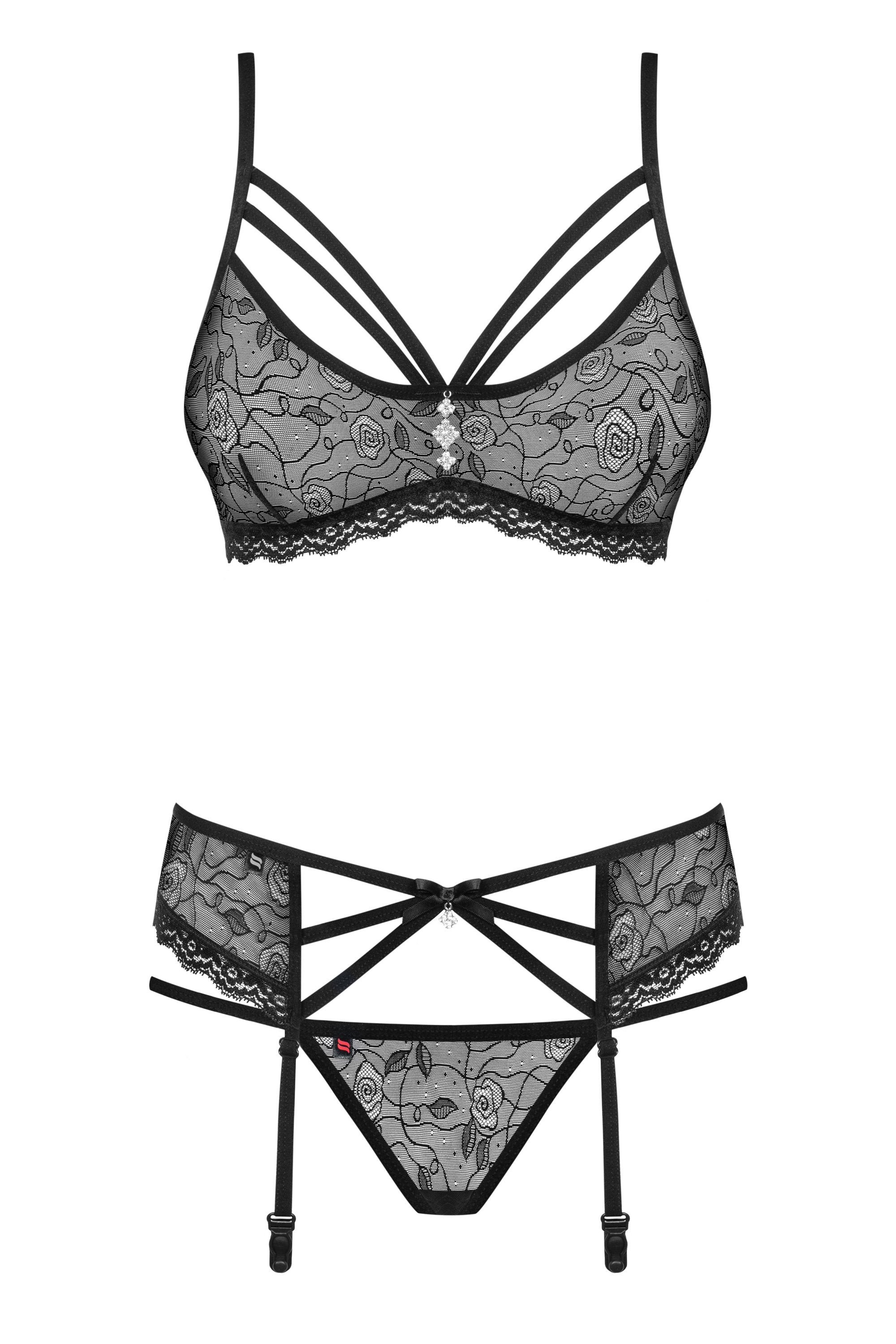 EAN 5901688214640 - Obsessive 818-SEG-1 L/XL conjunto de ropa interior y bodi Conjunto de lencería Negro Elastano, Poliamida imagen 4