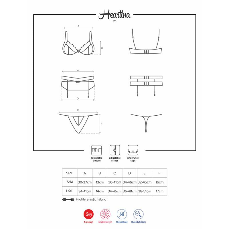 Obsessive - Heartine Set Tres Piezas S/M