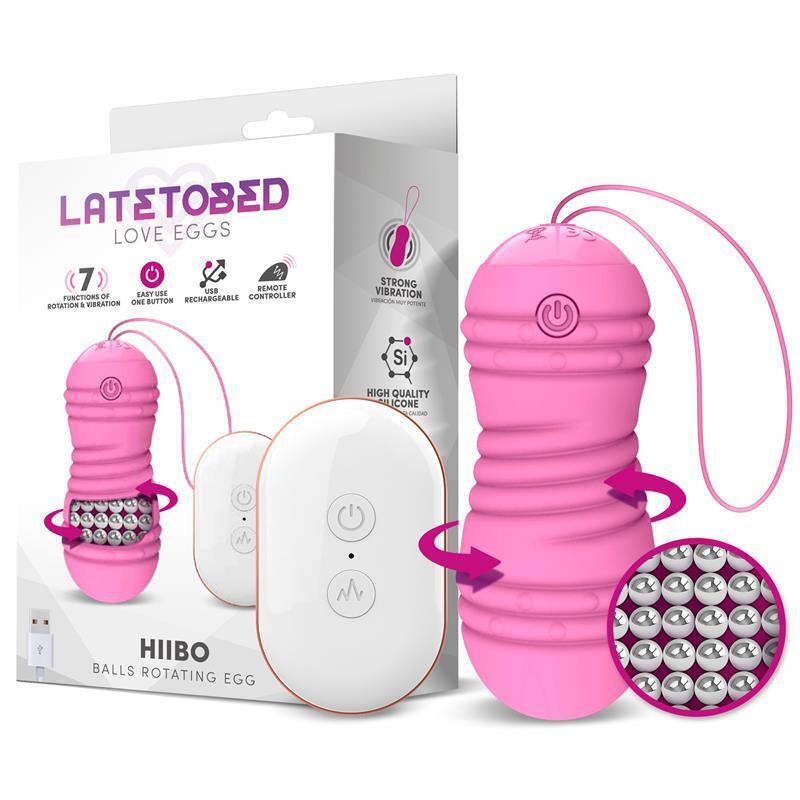 Hiibo Huevo Vibrador Con Rotación Control Remoto Usb Silicona Rosa