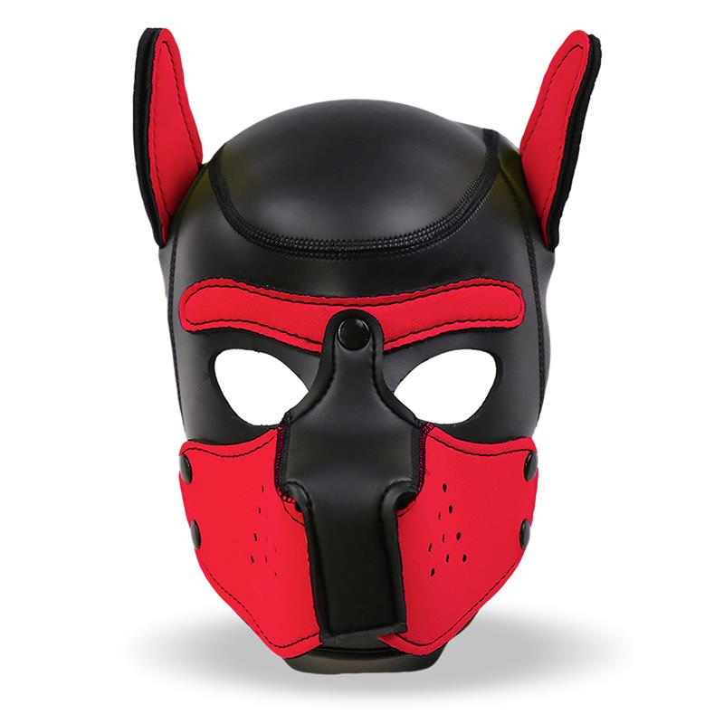 Máscara De Perro Hound   Neopreno Hocico Extraíble Negro/Rojo Talla Única