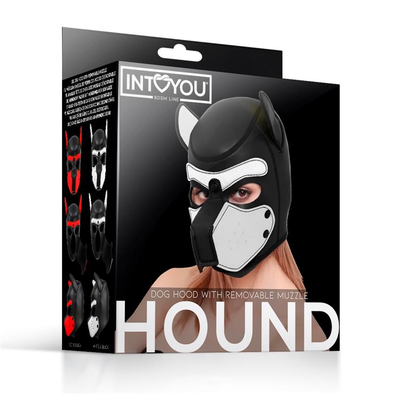 Máscara De Perro Hound  Neopreno Hocido Extraíble Negro/Blanco Talla Única