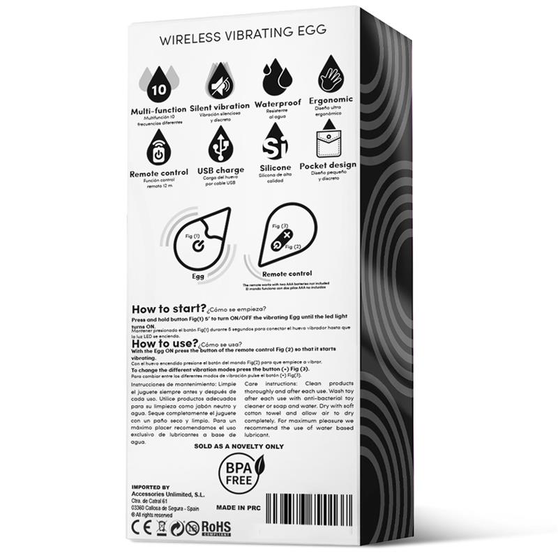 Huevo Vibrador Control Remoto Usb Silicona Negro