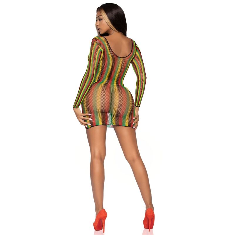 Leg Avenue - Minivestido De Red Rastas Talla Unica