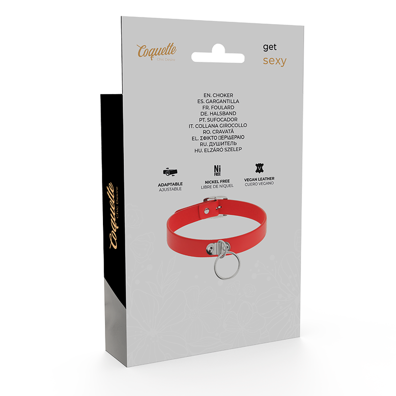 Coquette Chic Desire - Collar Cuero Vegano Rojo Accesorio Woman Fetish