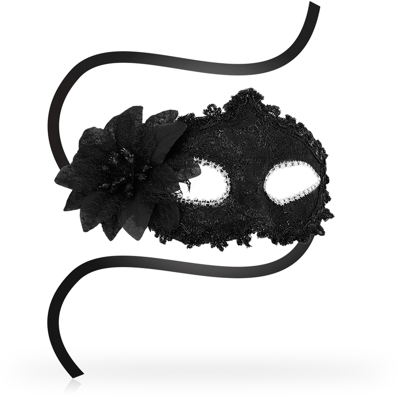 Ohmama - Masks Antizaz Estilo Veneciano Flor Lateral -  Negra
