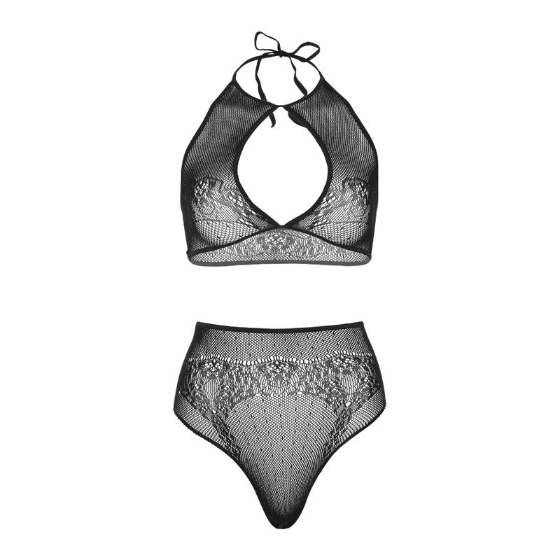 Leg Avenue - Set Dos Piezas Top Corto Cuello Halter Y Tanga Talla Unica