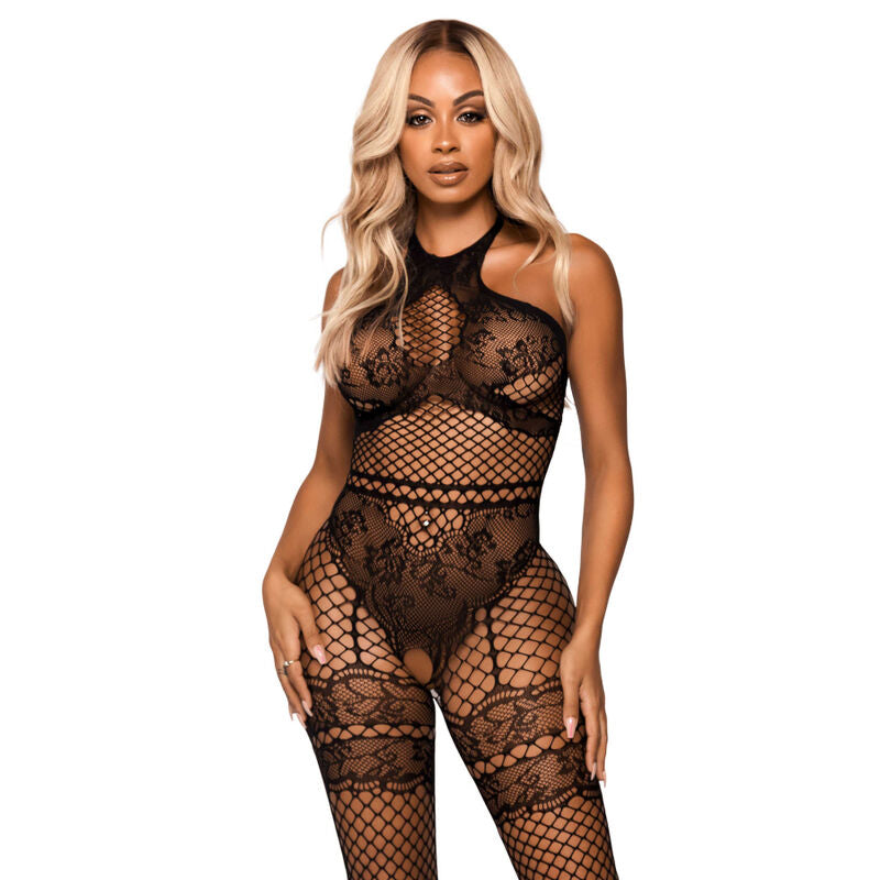 Leg Avenue Bodystocking Cuello Halter Talla Unica - Negro