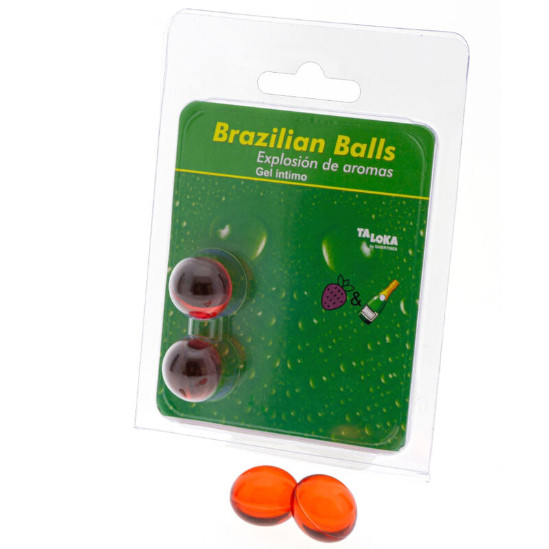 2  Brazilian Balls Explosion De Aromas Gel Intimo De Aroma Fresa Y Champán Gel Intimo