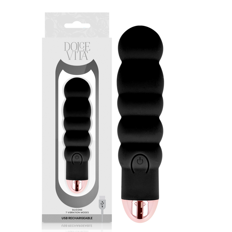 Dolce Vita - Vibrador Recargable Six Negro 7 Velocidades