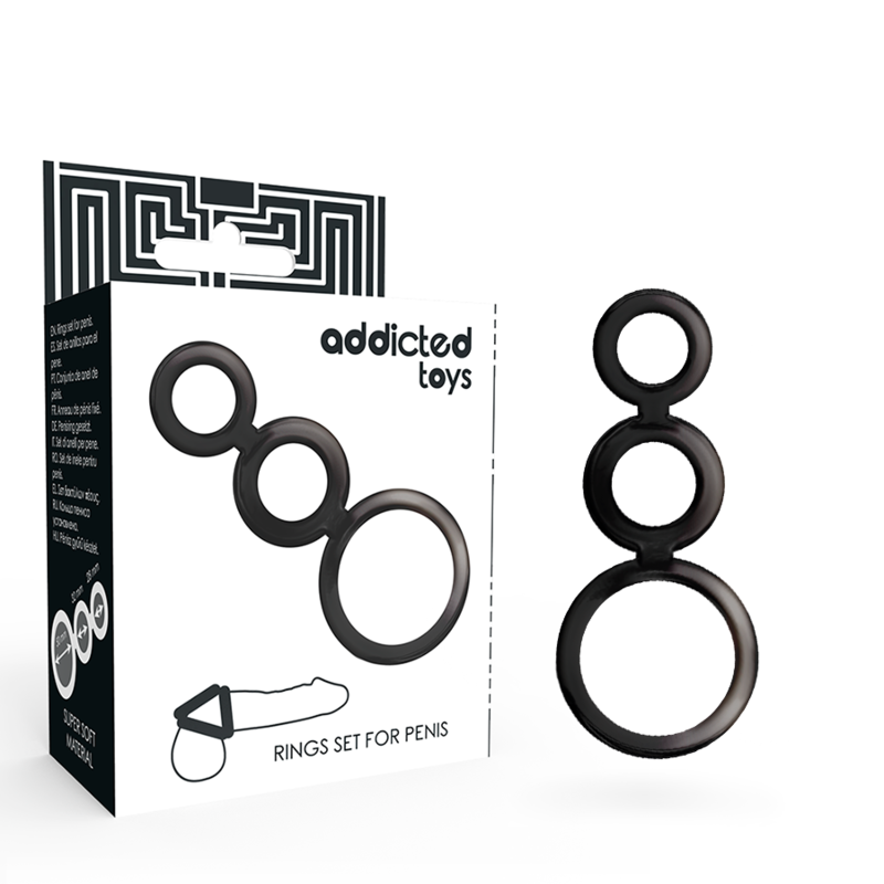 Addicted Toys - Set Anillos Pene Y Testiculos - Ahumado