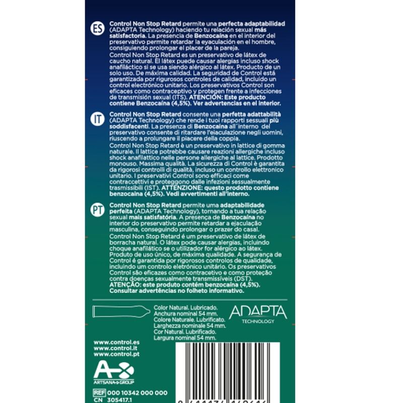 Control - Non Stop Retard Preservativos 12 Unidades
