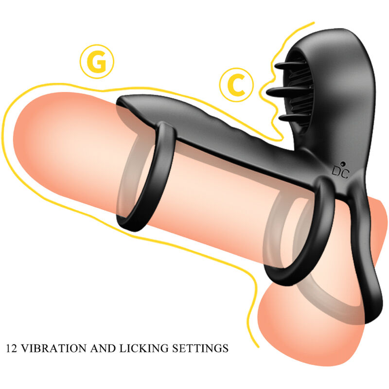 Masturbador  Pretty Love  Jammy Funda De Pene 12 Vibraciones Con Lengua Recargable Silicona