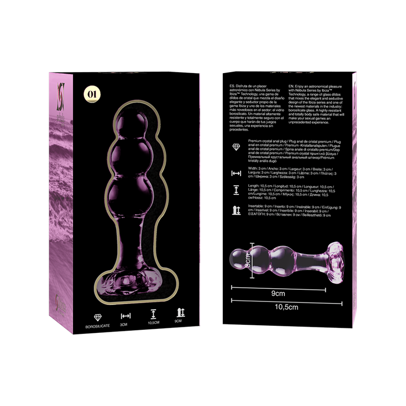 Plug Cristal Nebula Series By Ibiza - Modelo 1  Borosilicato 10.7 X 3 Cm Rosa