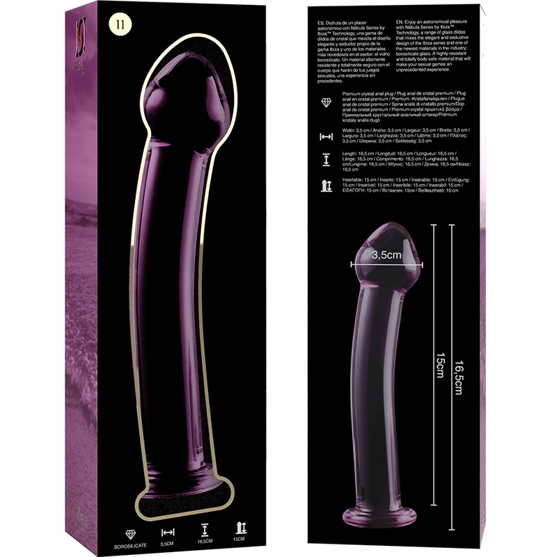 Dildo Cristal Nebula Series By Ibiza - Modelo 11  Borosilicato 16 X 3 Cm Rosa