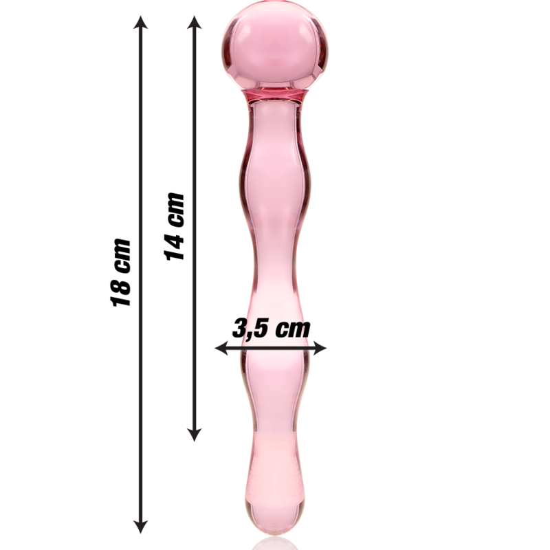 Dildo Cristal Nebula Series By Ibiza - Modelo 13  Borosilicato 18 X 3.5 Cm Rosa