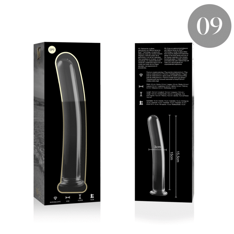 Dildo Cristal Nebula Series By Ibiza - Modelo 9  Borosilicato 15.5 X 2.5 Cm Transparente