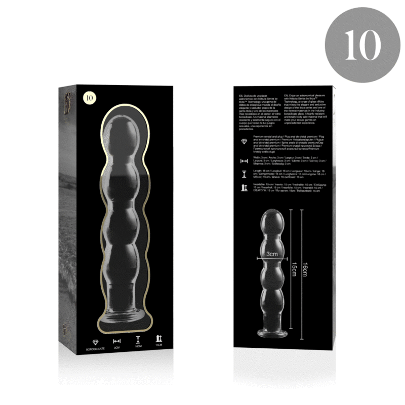 Dildo Cristal Nebula Series By Ibiza - Modelo 10  Borosilicato 16.5 X 3.5 Cm Transparente