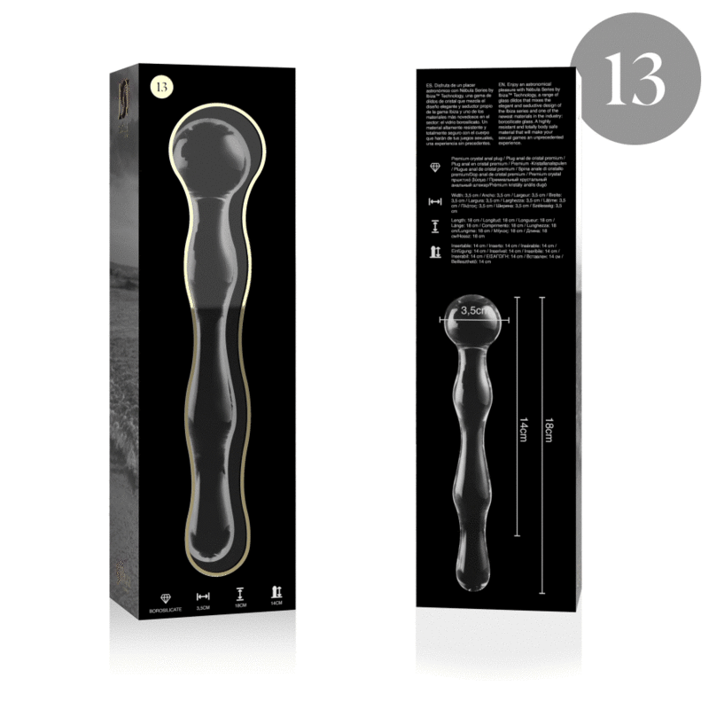 Dildo Cristal Nebula Series By Ibiza - Modelo 13  Borosilicato 18 X 3.5 Cm Transparente