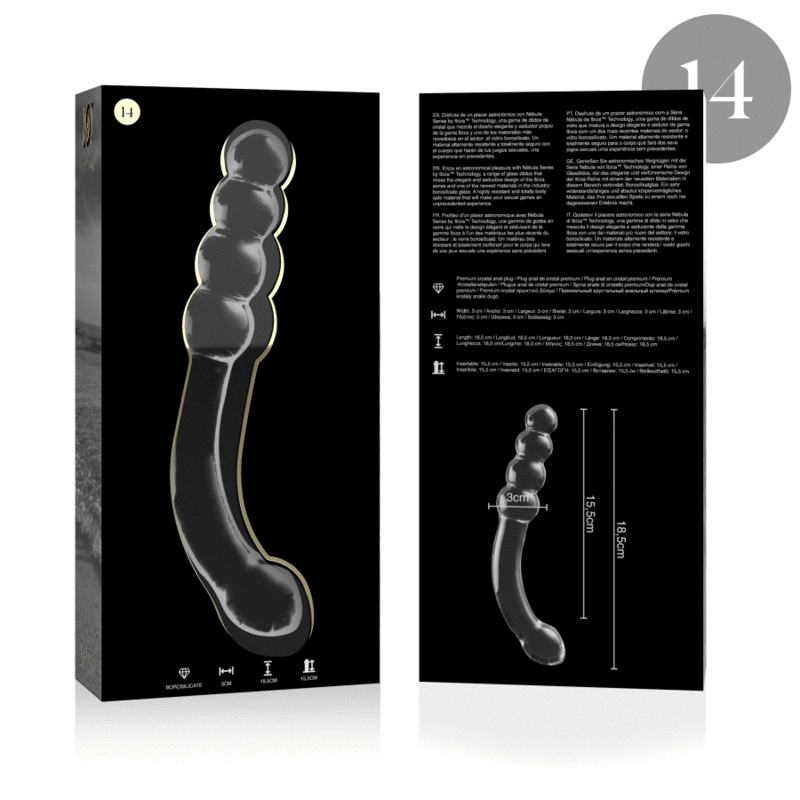 Dildo Cristal Nebula Series By Ibiza - Modelo 14  Borosilicato 18.5 X 3 Cm Transparente