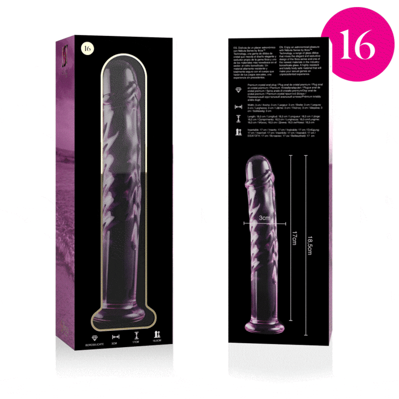Dildo Cristal Nebula Series By Ibiza - Modelo 16  Borosilicato 18.5 X 3 Cm Rosa