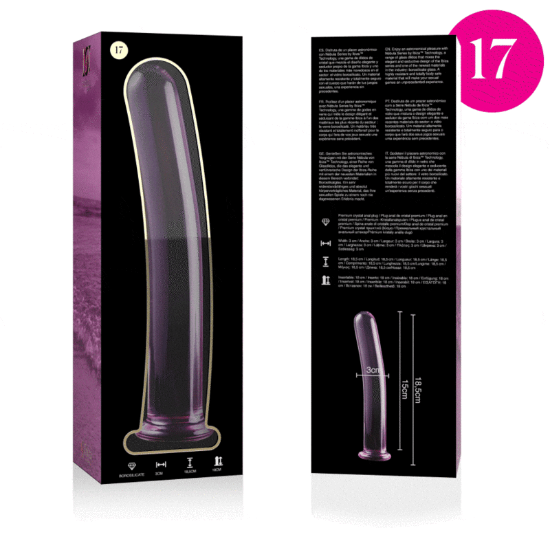 Dildo Cristal Nebula Series By Ibiza - Modelo 17  Borosilicato 18.5 X 3 Cm Rosa