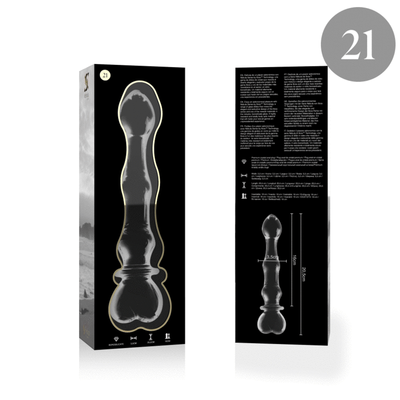 Dildo  Nebula Series By Ibiza Modelo 21 Cristal Borosilicato 20.5 X 3.5 Cm Transparente