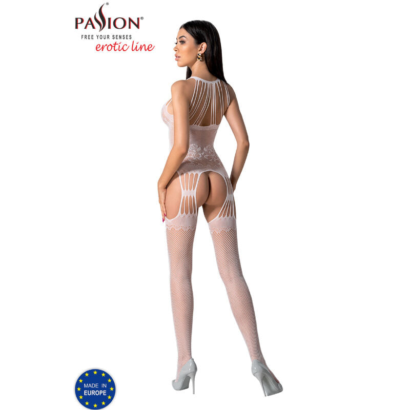 Passion - Bs095 Bodystocking Blanco Talla Unica