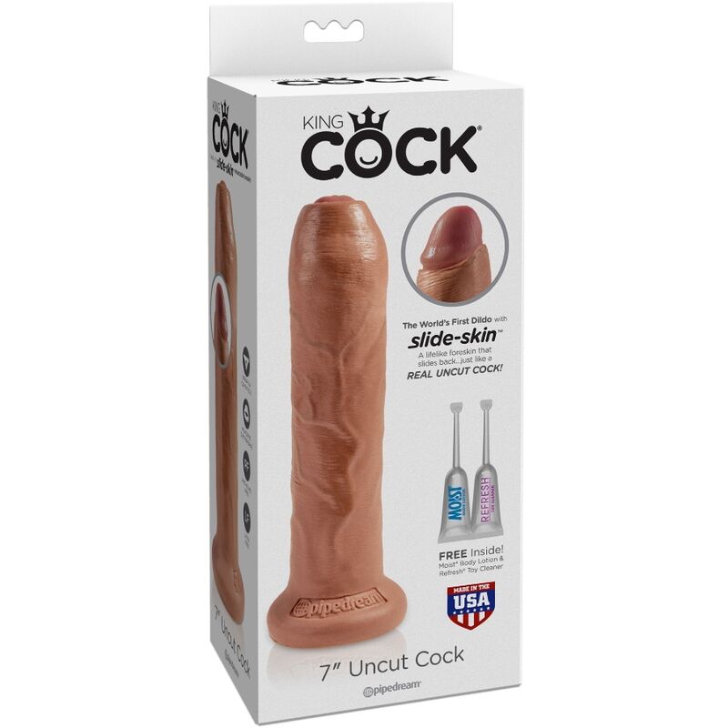 King Cock - Pene Realistico Con Prepucio 17.8 Cm Caramelo