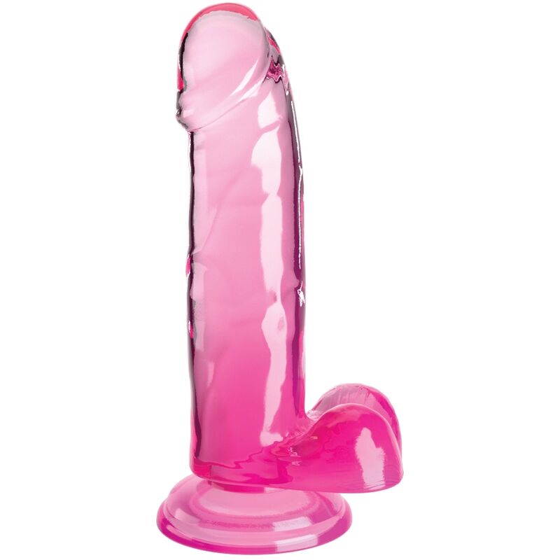 King Cock - Clear Pene Realistico Con Testiculos 15.2 Cm Rosa