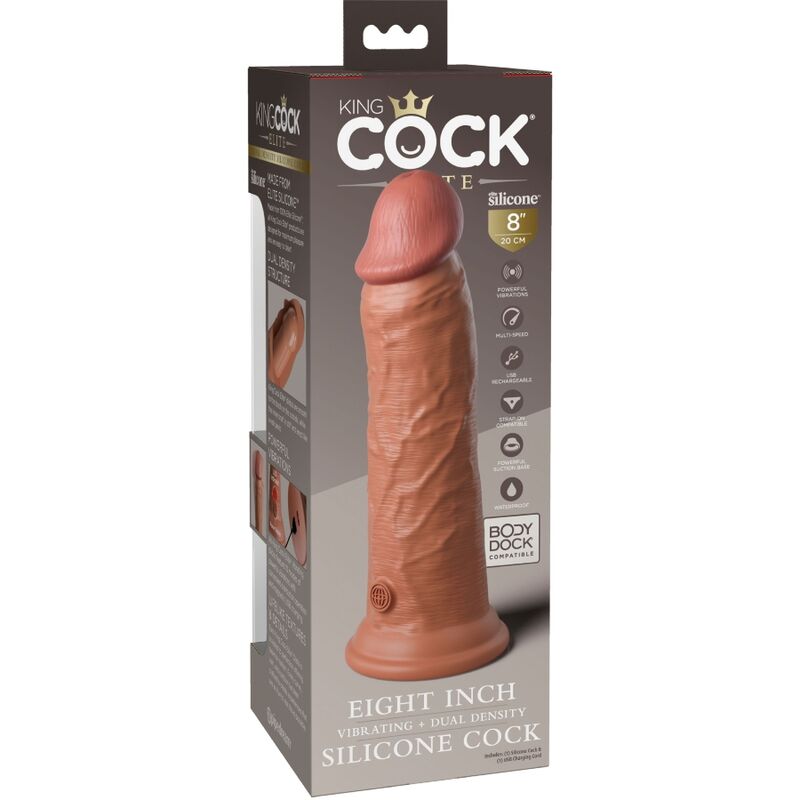 King Cock - Elite Dildo Realistico Vibrador & Silicona 20.3 Cm Caramelo