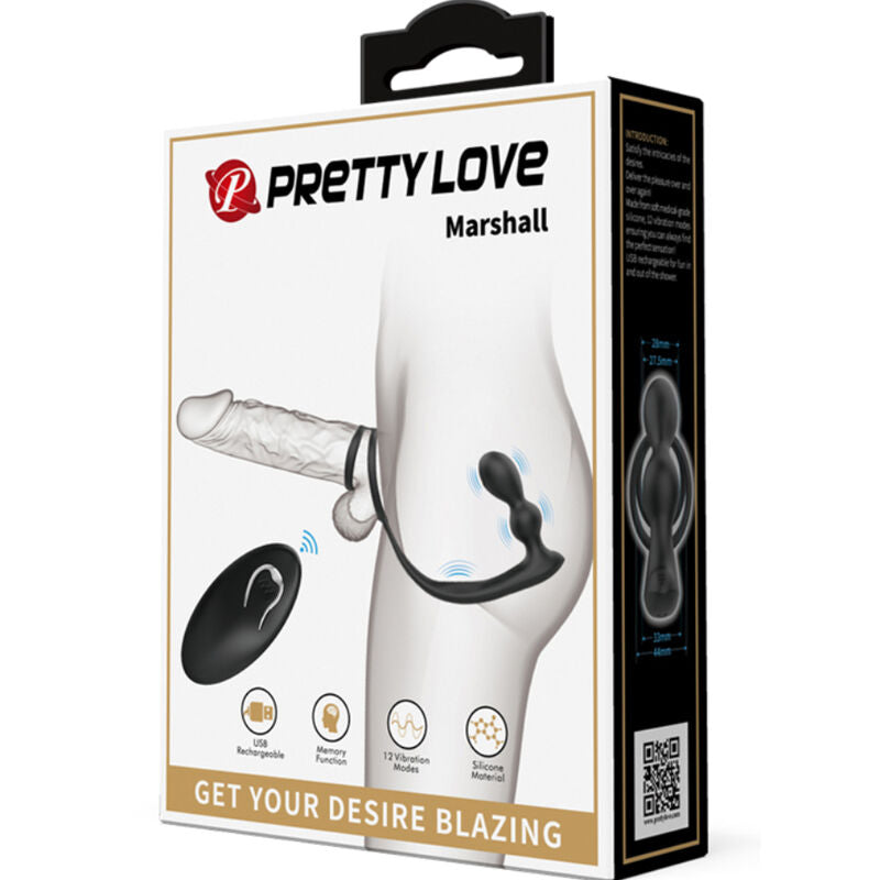 Pretty Love - Marshall Anillo Para Pene + Plug Anal Vibratorio &#38; Control Remoto