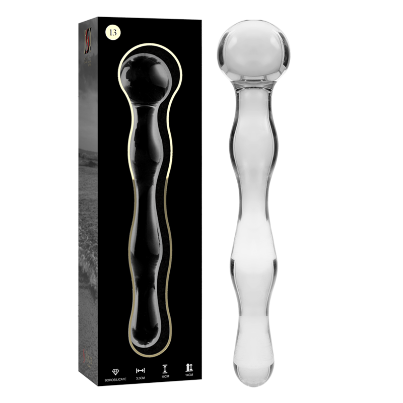 Dildo Cristal Nebula Series By Ibiza - Modelo 13  Borosilicato 18 X 3.5 Cm Transparente