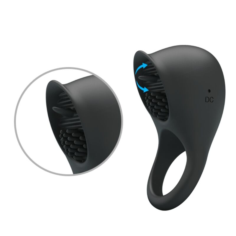 Pretty Love - Anillo Vibrador Para Pene Con Lengua Negro