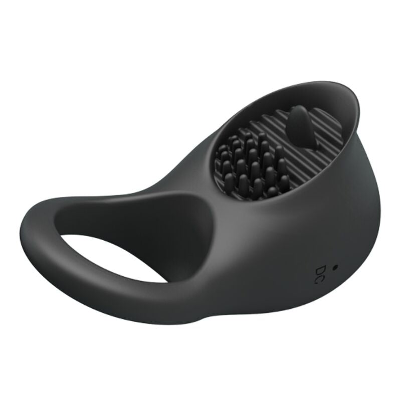 Pretty Love - Anillo Vibrador Para Pene Con Lengua Negro