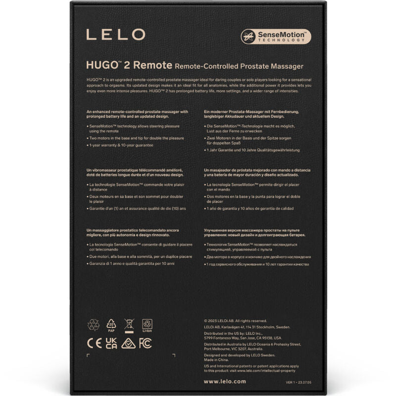 Lelo - Hugo 2 Masajeador De Prostata Control Remoto Negro