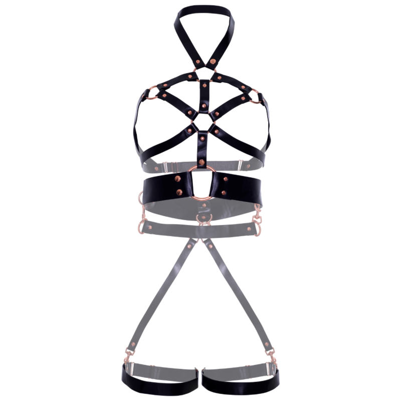 Leg Avenue - Arnes Body Cuero Vegano Agarre Negro L