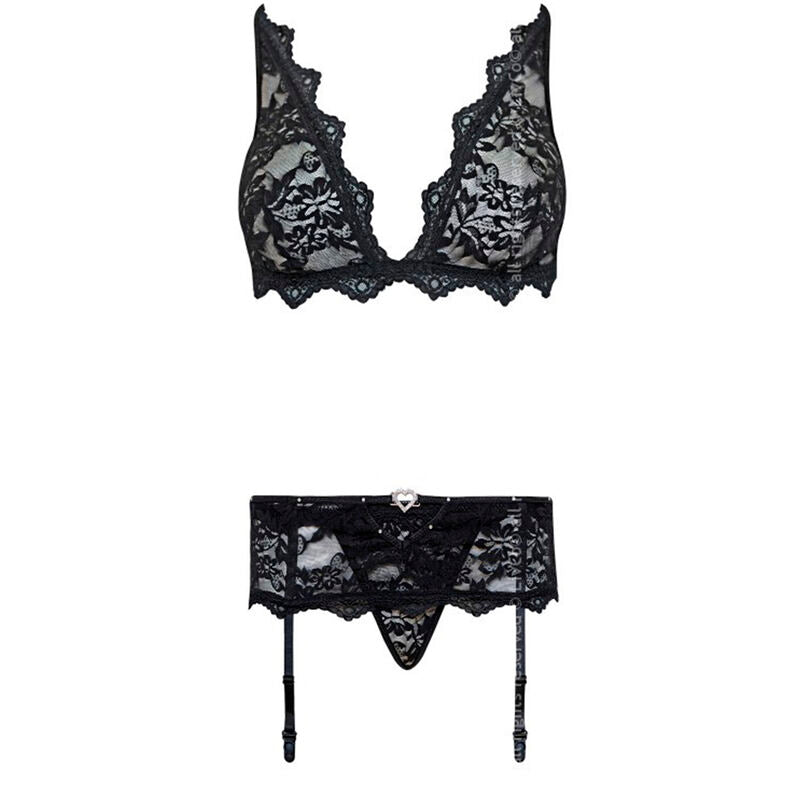 Livco Corsetti Fashion - Belita Lc 90231 Sujetador + Panty + Liguero Negro L/Xl
