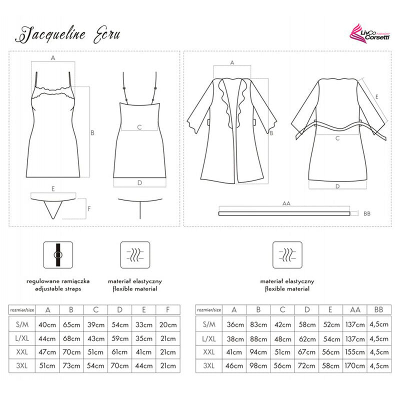 Livco Corsetti Fashion - Jacqueline Lc 90249 Bata + Camisa + Panty Crudo L/Xl