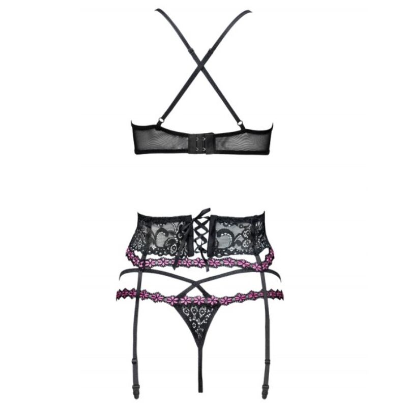 Livco Corsetti Fashion - Snehana Lc 90443 Sujetador + Liguero + Panty Negro S/M