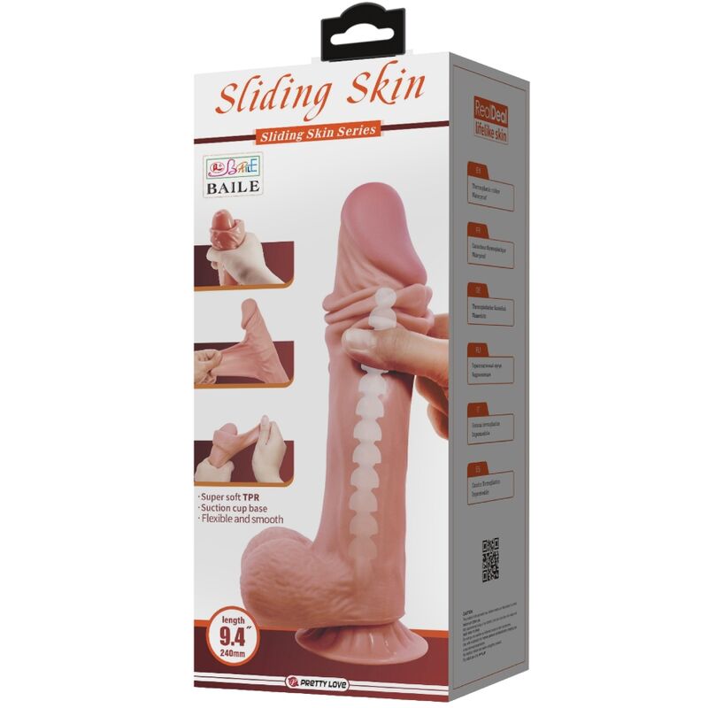 Pretty Love - Sliding Skin Series Dildo Realístico Con Ventosa Piel Deslizante Moreno 24 Cm