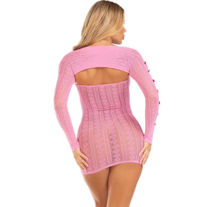 Leg Avenue - Vestido Corazon & Lazos Rosa Talla Única