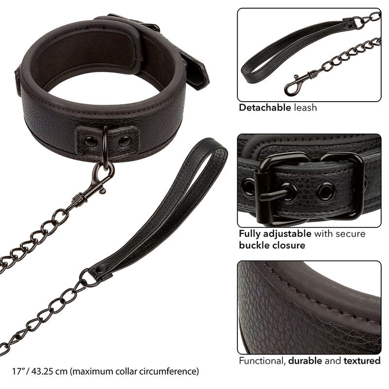 Calexotics - Nocturnal Collar Y Correa Cuero Ajustable Negro
