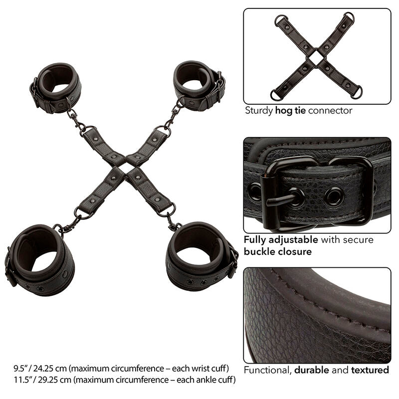 Calexotics - Nocturnal Conector Hog Tie Cuero Ajustable Negro