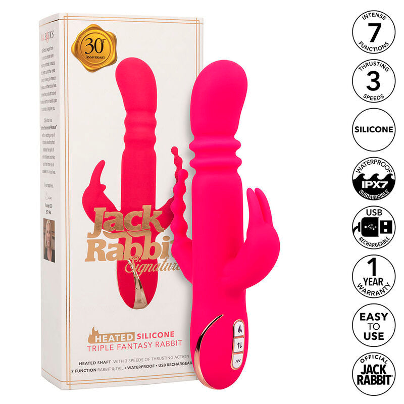 Calexotics - Jack Fantasy Triple Vibrador Calentable Rabbit Rosa