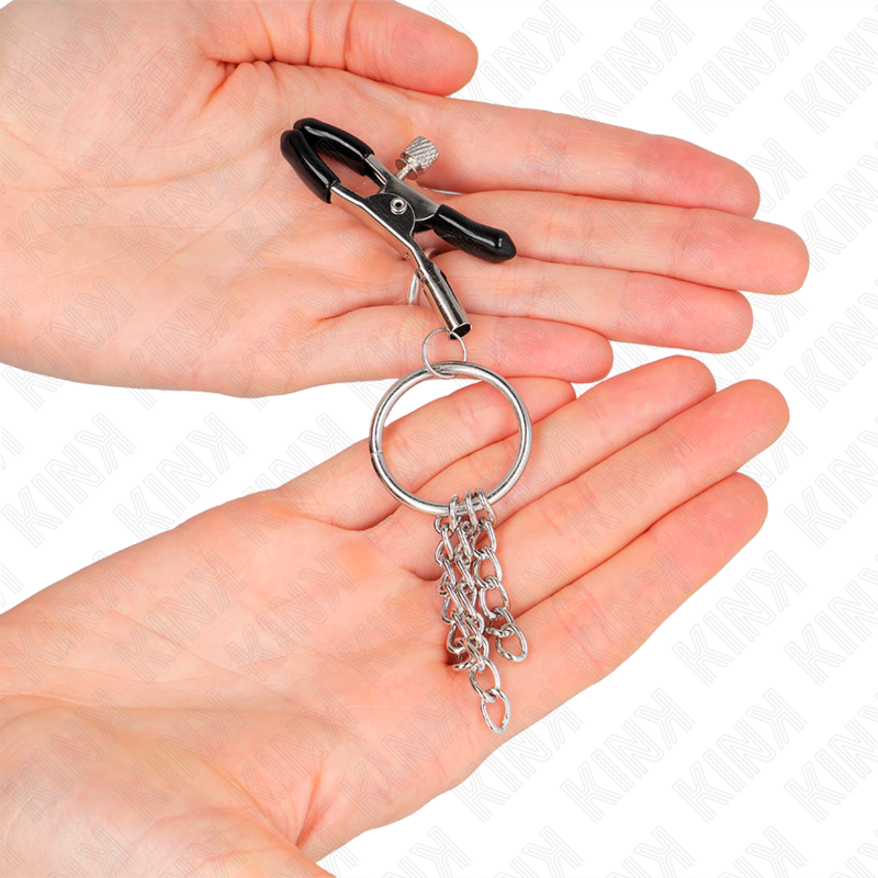 Kink - Pinzas Para Pezones Con Aro Y Pequeñas Cadenas Plateado 6 Cm